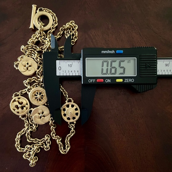 Reserved for taxladymichelle: Vintage Givenchy Gold Tone Button Station Necklace - Picture 7 of 7